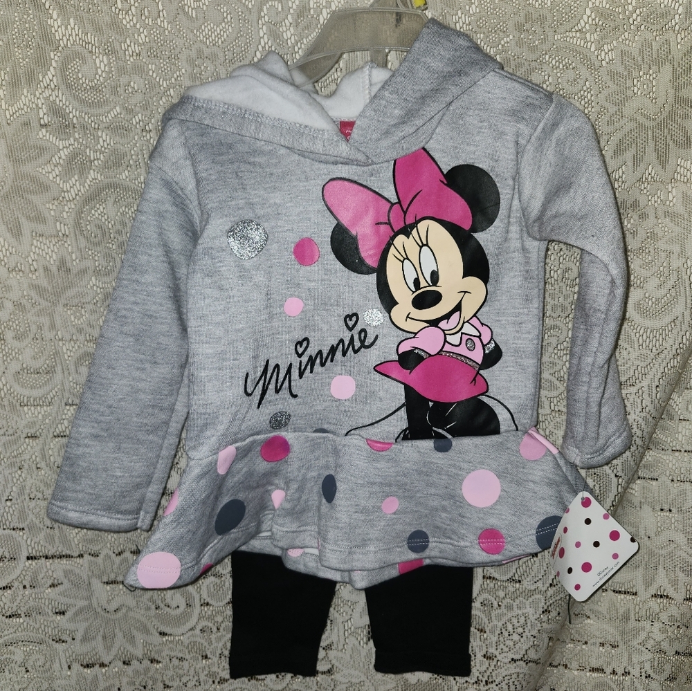 Disney Minnie Mouse Gray Hoodie with Pink Accents